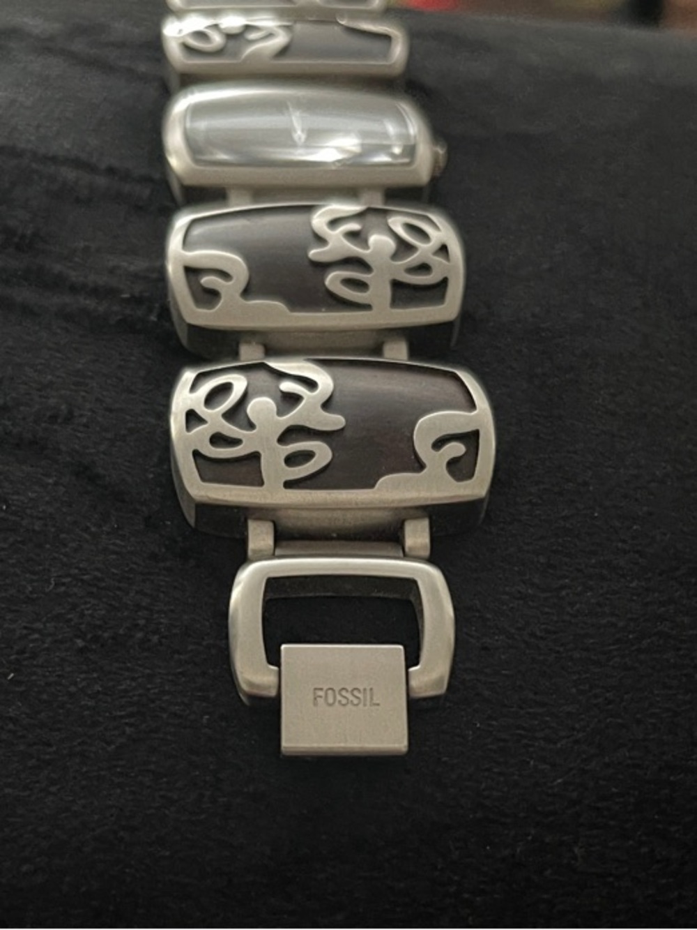Fossil Silver-Tone Bracelet Watch with Dark Brown Inlay - Picture 4 of 5